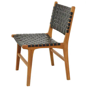 Black Woven Leather Dining Chair