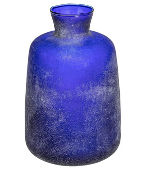 Sand Blasted Glass Vase Cobalt
