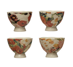 Stoneware Footed Bowl Floral Image