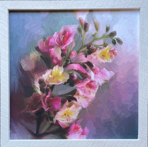 25.5" x 25.5" Art: Bright Pink and Yellow Florals
