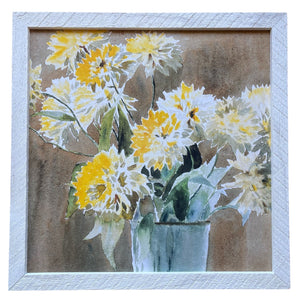 25.5" x 25.5" Art: Yellow and White Florals