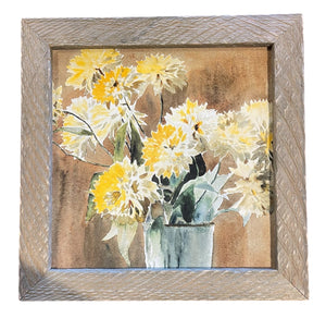 14" x 14" Art: Yellow and White Florals