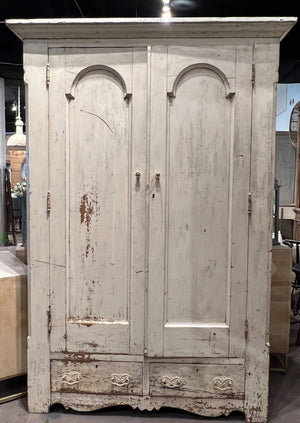 Arched Panel Doors Chipped Paint Armoire