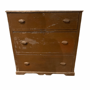 Blanket Chest/Dresser Brown with 3 Deep Drawers and Old Bin Pulls
