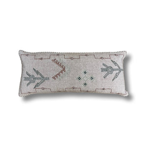 Rug Design Embroidered Lumbar Moroccan Pillow